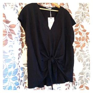 NWT Zara Tied Blouse in Black